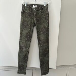 PAIGE Women's Olive Patterned Skinny Jeans